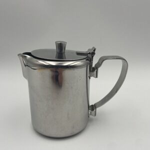 Stainless Steel Creamer Pitcher GEMCO 18-8 Restaurant Style w/Flip‎ Lid Vintage